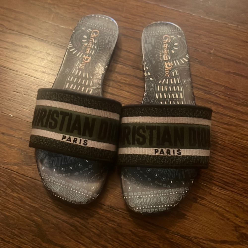 Dior Slides Green & Black 38